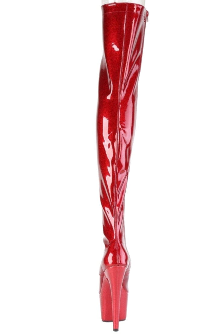 Pleaser  ADORE-3021GP Thigh Boot in Red Patent