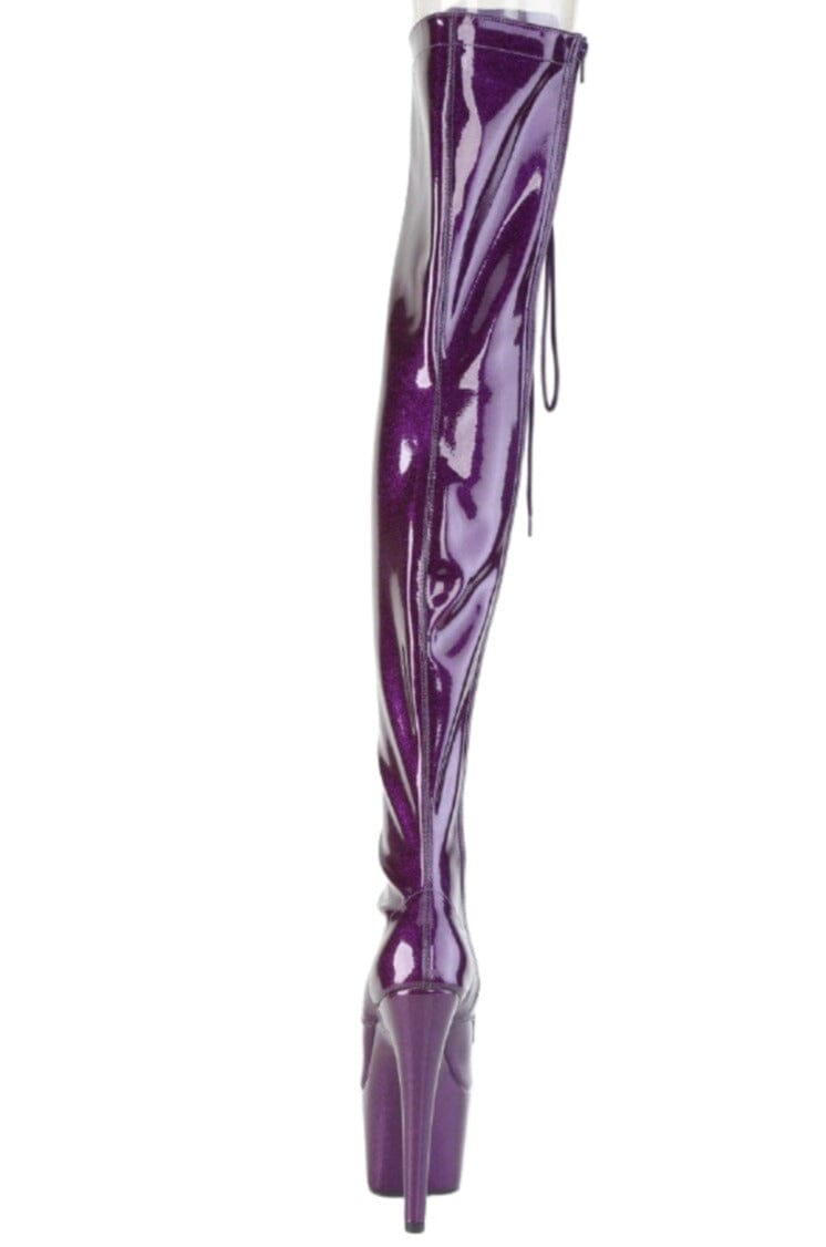 Pleaser  ADORE-3021GP Thigh Boot in Purple Patent