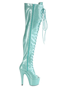Pleaser  ADORE-3021GP Thigh Boot in Turquoise Patent