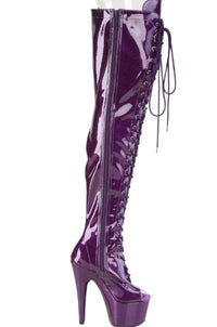 Pleaser  ADORE-3021GP Thigh Boot in Purple Patent