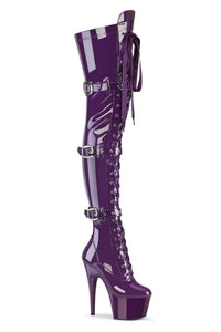 Pleaser  ADORE-3028 Thigh Boot in Purple Stretch Patent from SexyShoes.com
