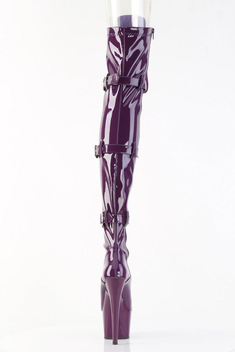 Pleaser  ADORE-3028 Thigh Boot in Purple Stretch Patent