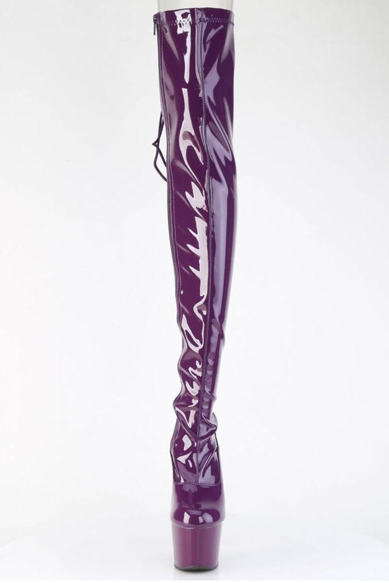 Pleaser  ADORE-3063 Thigh Boot in Purple Stretch Patent