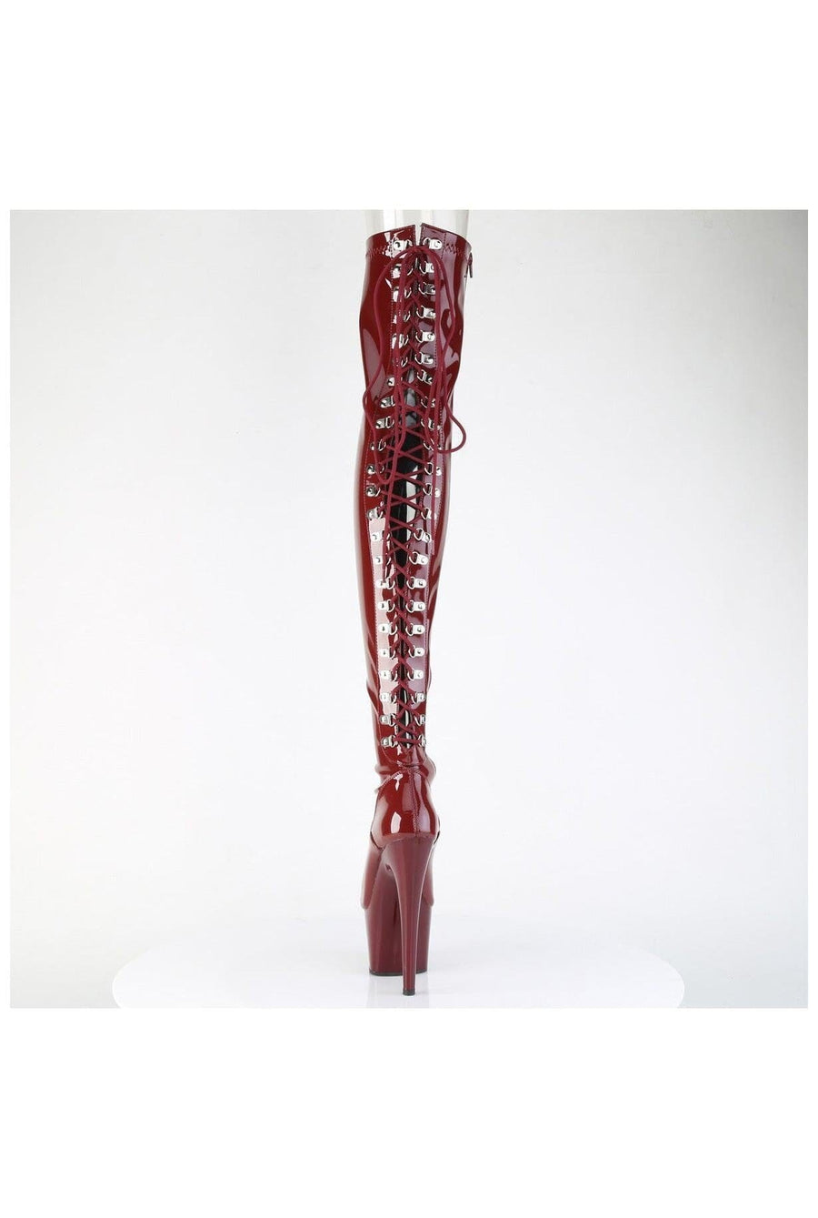 Pleaser  ADORE-3063 Thigh Boot in Burgundy Patent