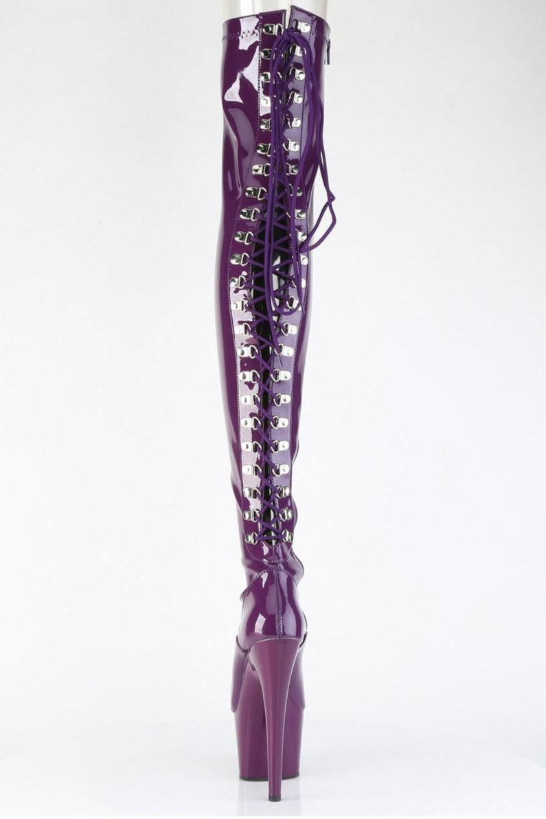 Pleaser  ADORE-3063 Thigh Boot in Purple Stretch Patent