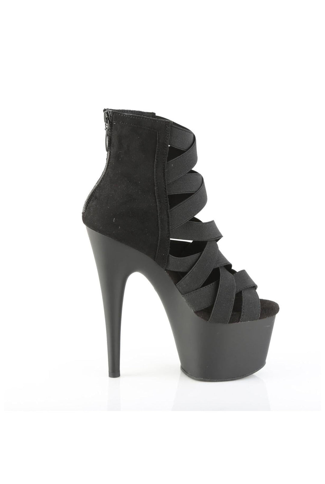 Pleaser  ADORE-700-24 Sandal in Black Faux Suede
