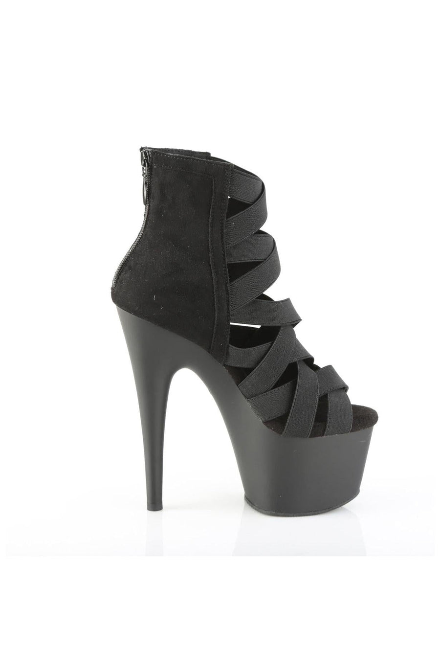 Pleaser  ADORE-700-24 Sandal in Black Faux Suede