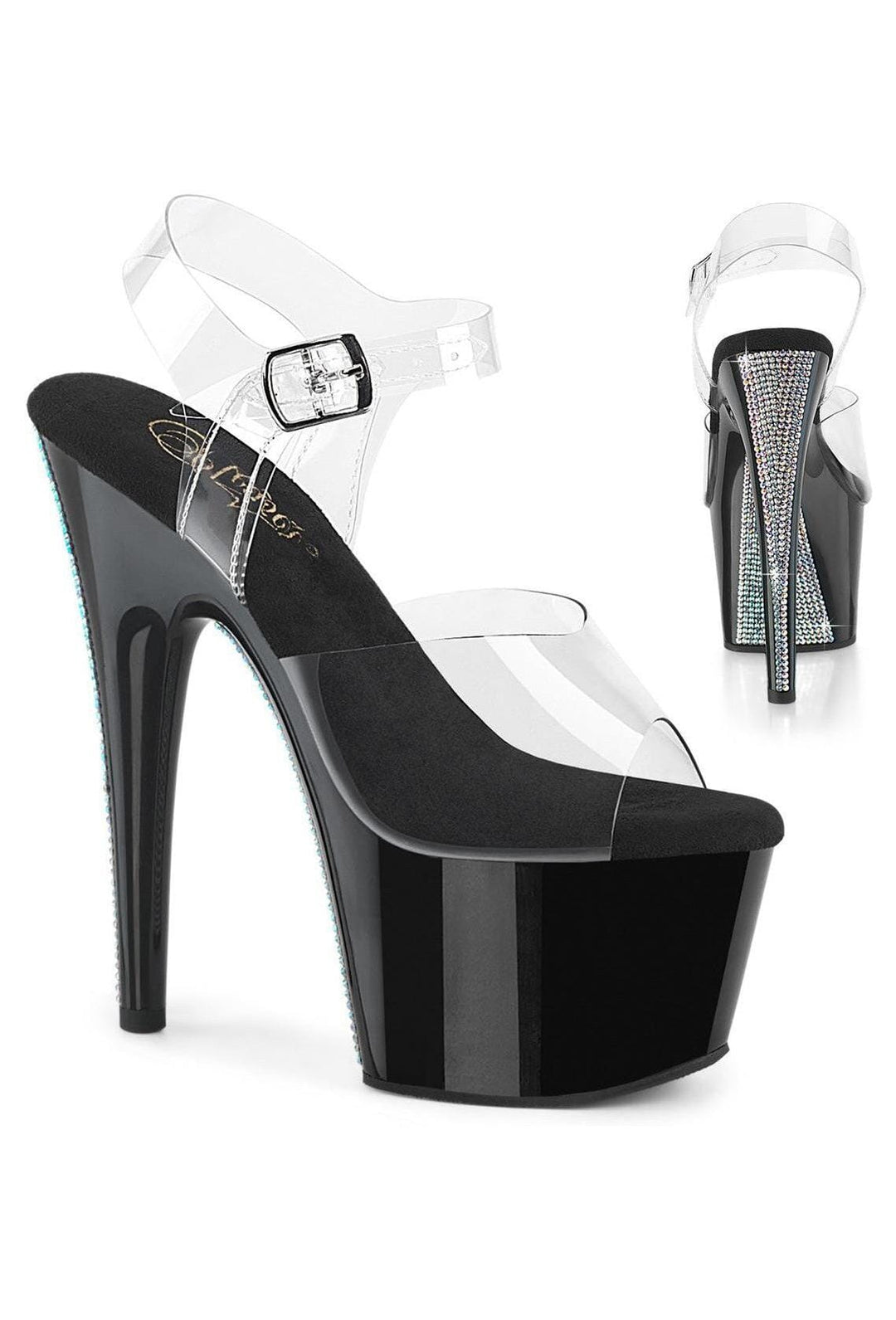 Pleaser  ADORE-708CRS-2 Sandal in Clear Vinyl from SexyShoes.com