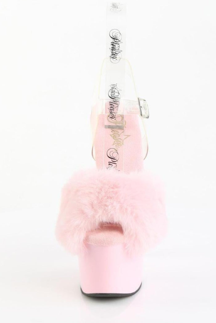 Pleaser  ADORE-708FUR Sandal in Pink Faux Fur