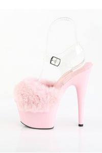 Pleaser  ADORE-708FUR Sandal in Pink Faux Fur