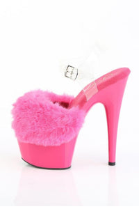 Pleaser  ADORE-708FUR Sandal in Fuchsia Faux Fur