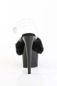 Pleaser  ADORE-708FUR Sandal in Black Faux Fur