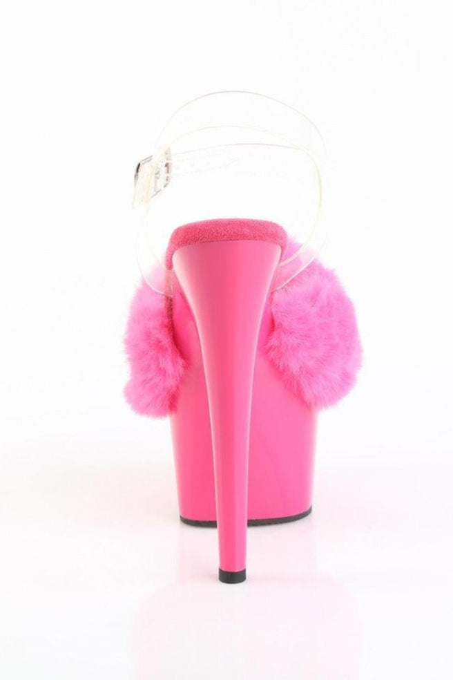 Pleaser  ADORE-708FUR Sandal in Fuchsia Faux Fur