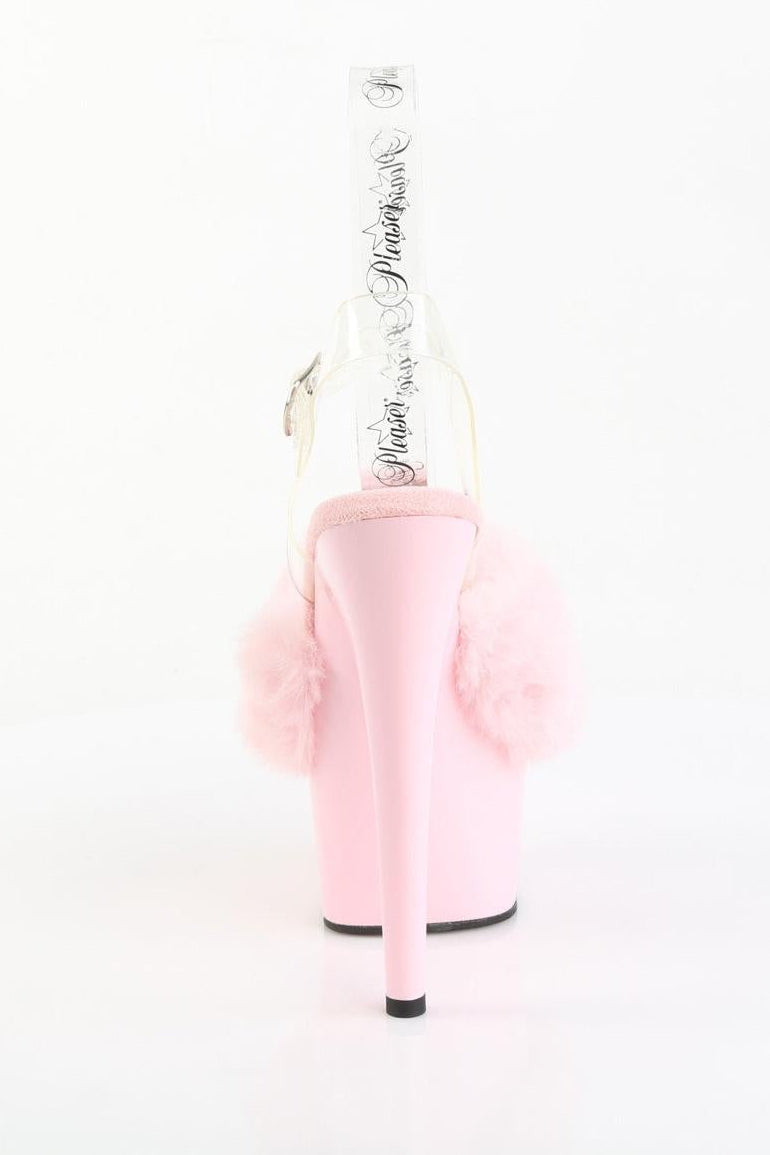 Pleaser  ADORE-708FUR Sandal in Pink Faux Fur