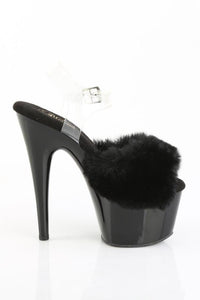 Pleaser  ADORE-708FUR Sandal in Black Faux Fur