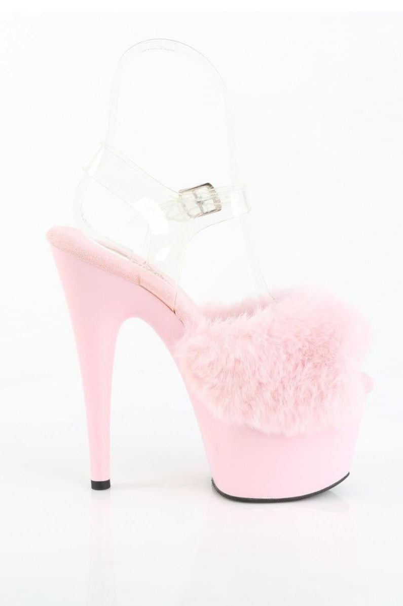 Pleaser  ADORE-708FUR Sandal in Pink Faux Fur