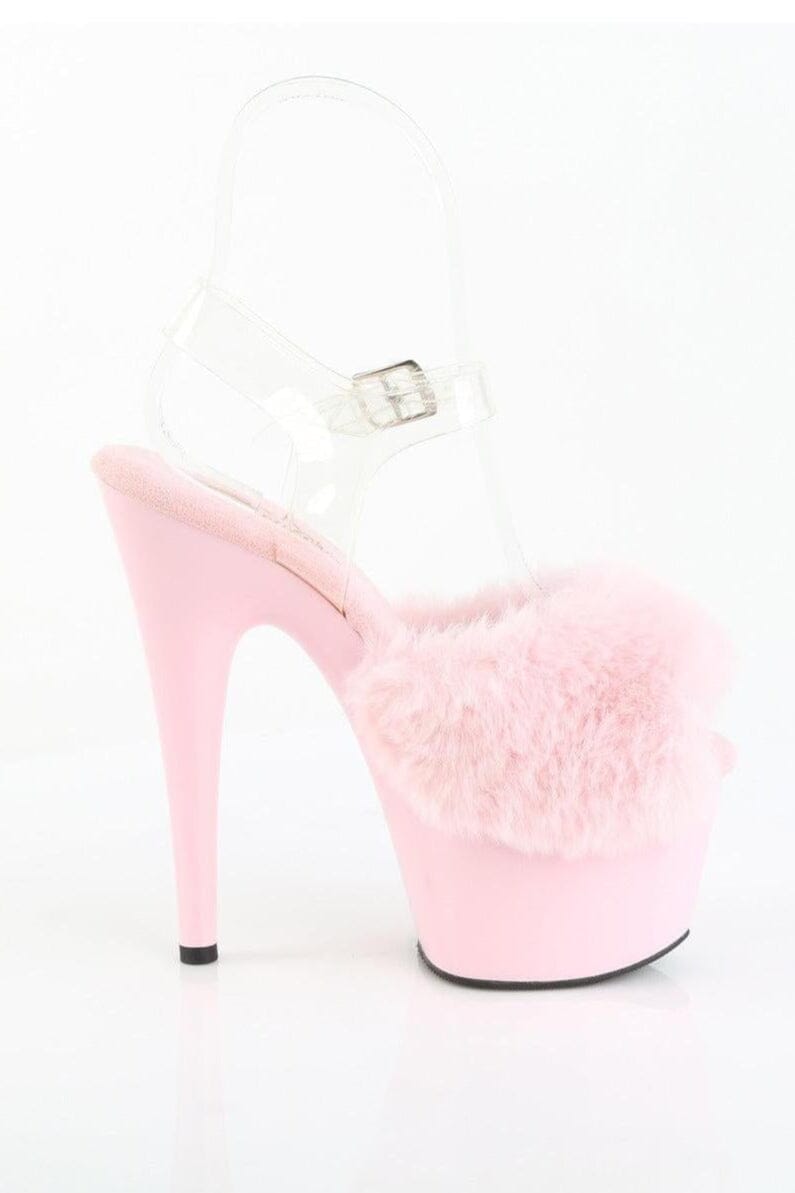 Pleaser  ADORE-708FUR Sandal in Pink Faux Fur