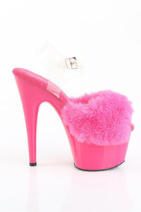 Pleaser  ADORE-708FUR Sandal in Fuchsia Faux Fur