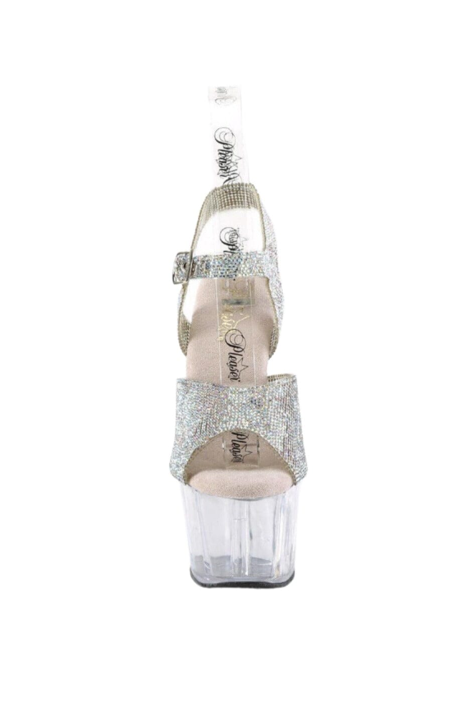 Pleaser  ADORE-708N-RS Sandal in Silver Vinyl