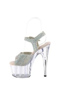 Pleaser  ADORE-708N-RS Sandal in Silver Vinyl
