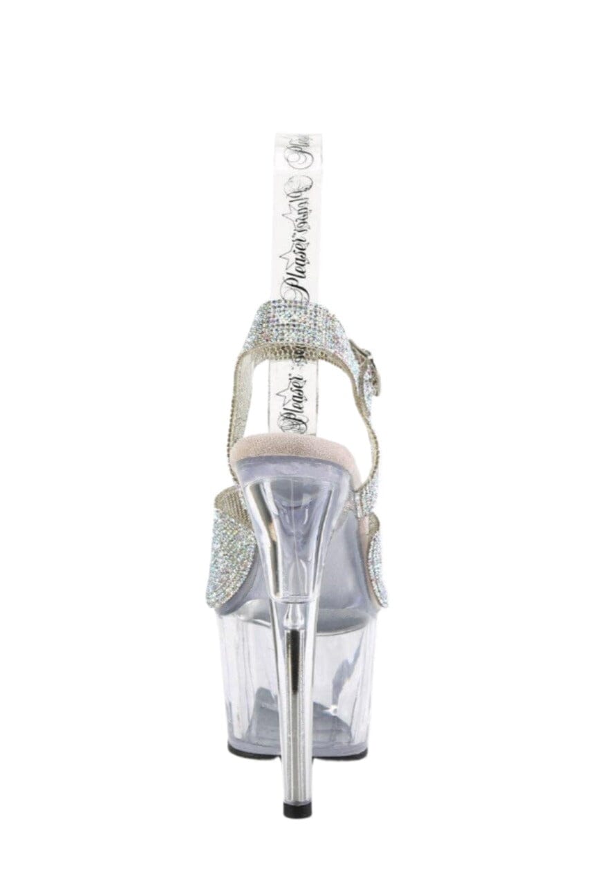 Pleaser  ADORE-708N-RS Sandal in Silver Vinyl