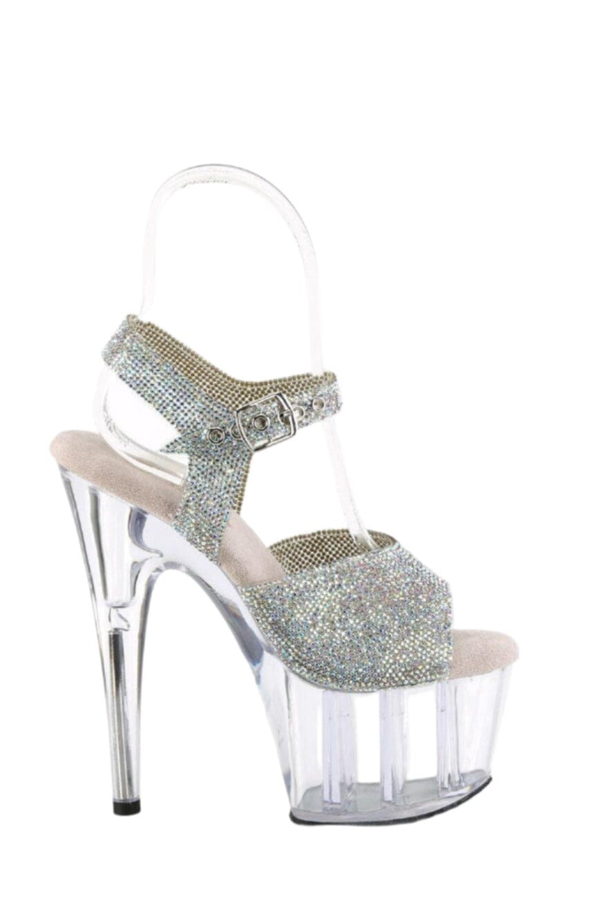 Pleaser  ADORE-708N-RS Sandal in Silver Vinyl