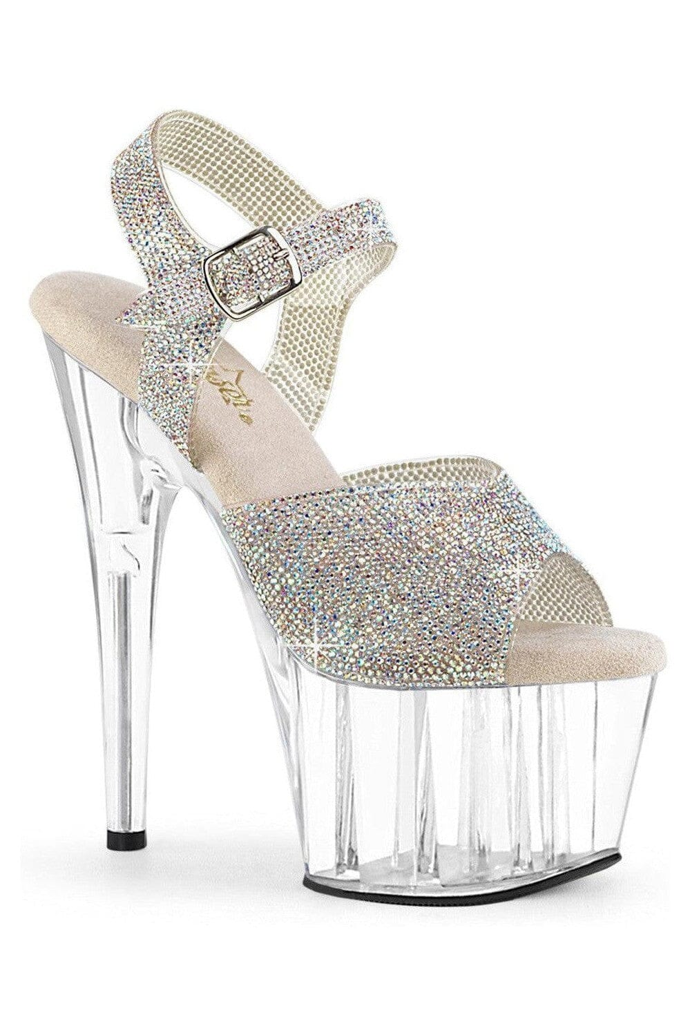 Pleaser  ADORE-708N-RS Sandal in Silver Vinyl from SexyShoes.com