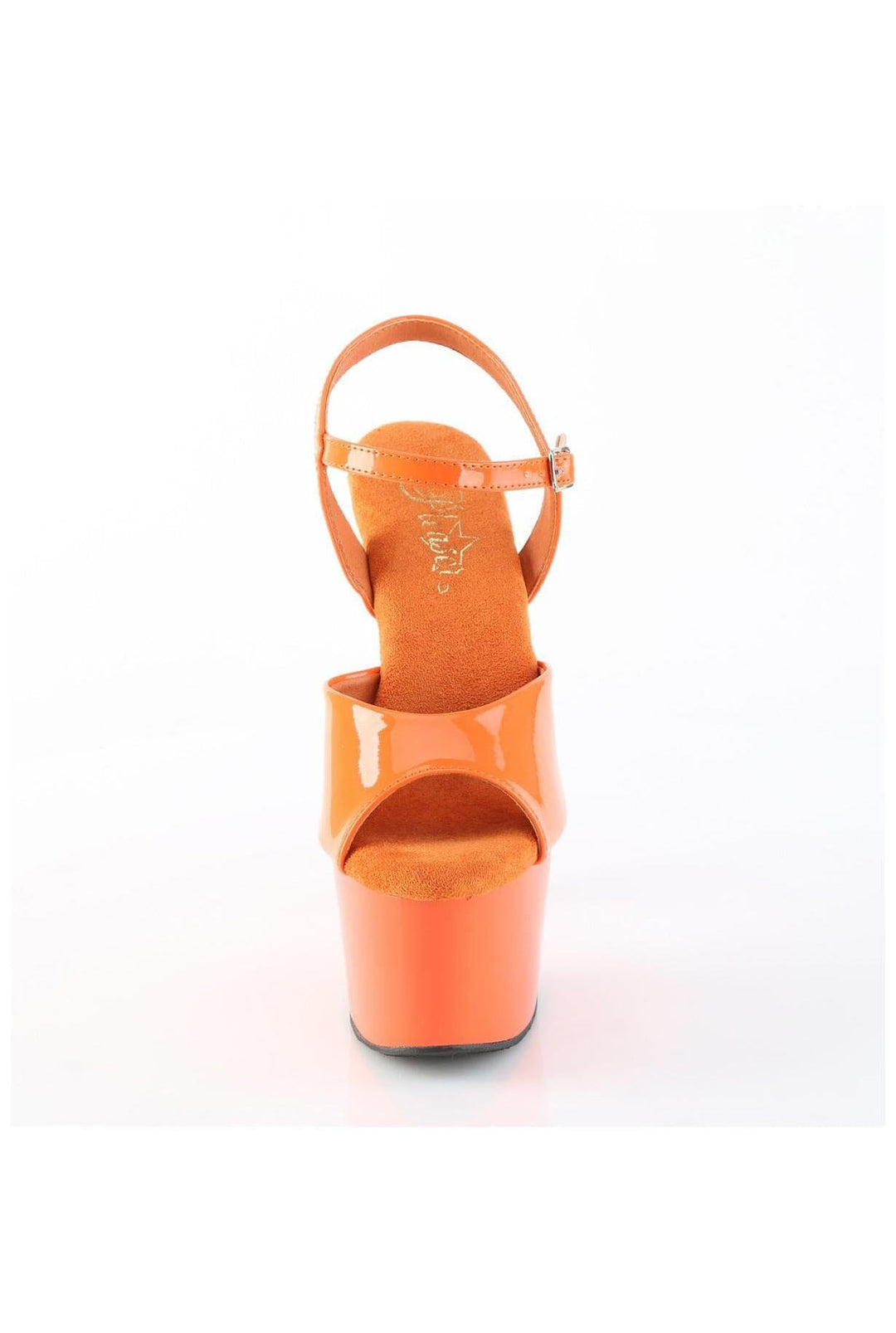 Pleaser  ADORE-709 Sandal in Orange Patent