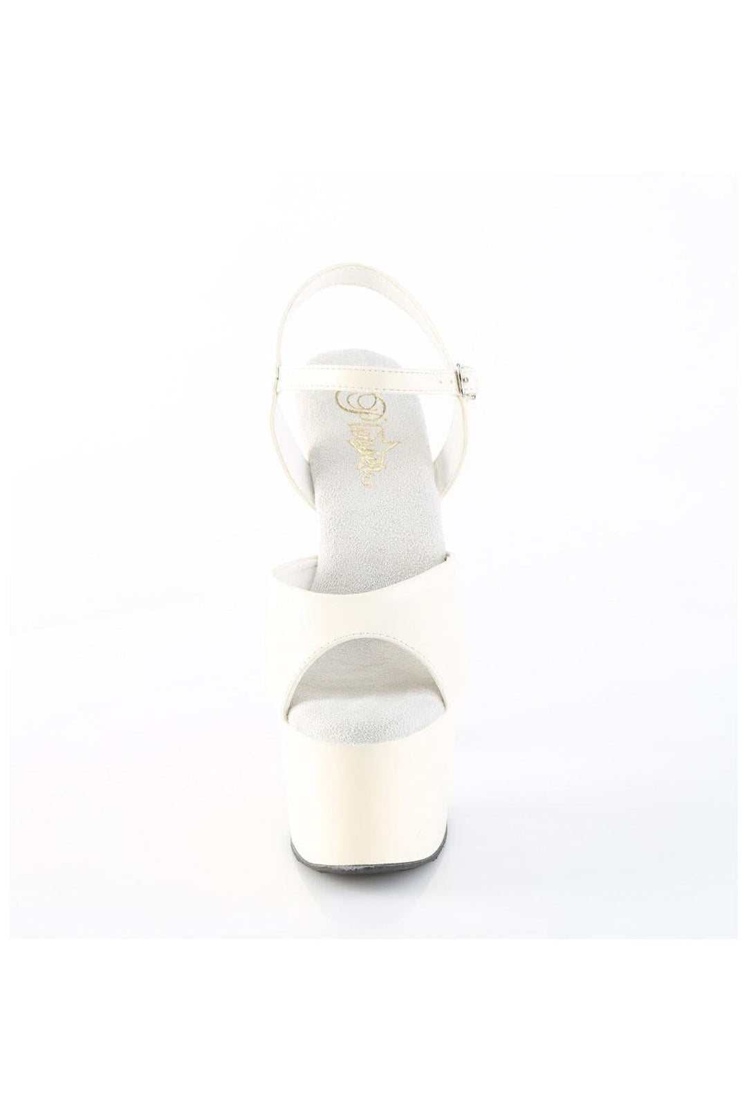 Pleaser  ADORE-709 Sandal in White Faux Leather