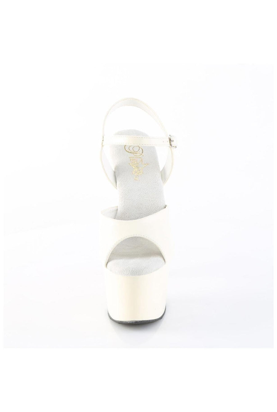 Pleaser  ADORE-709 Sandal in White Faux Leather