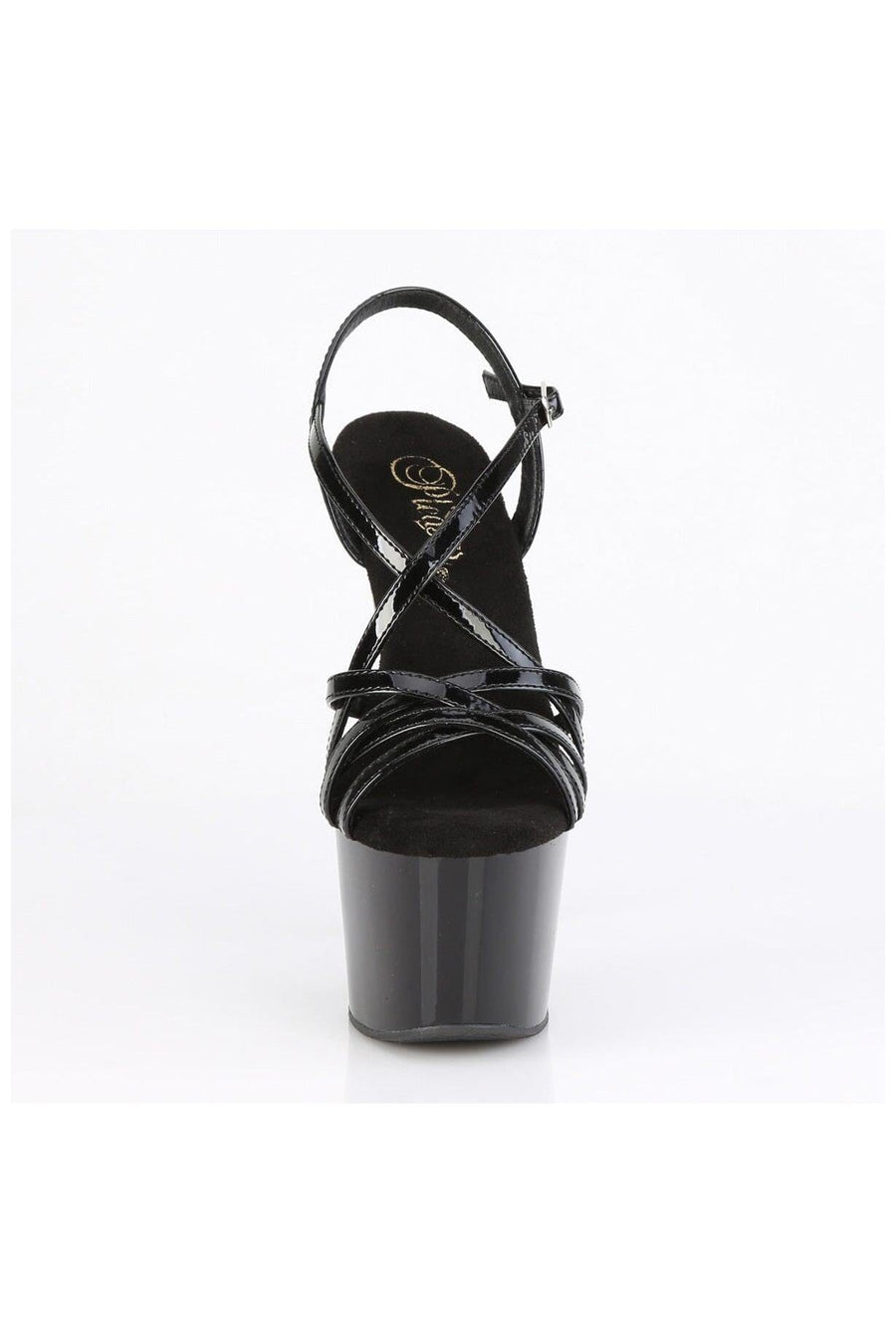 Pleaser  ADORE-713 Sandal in Black Patent
