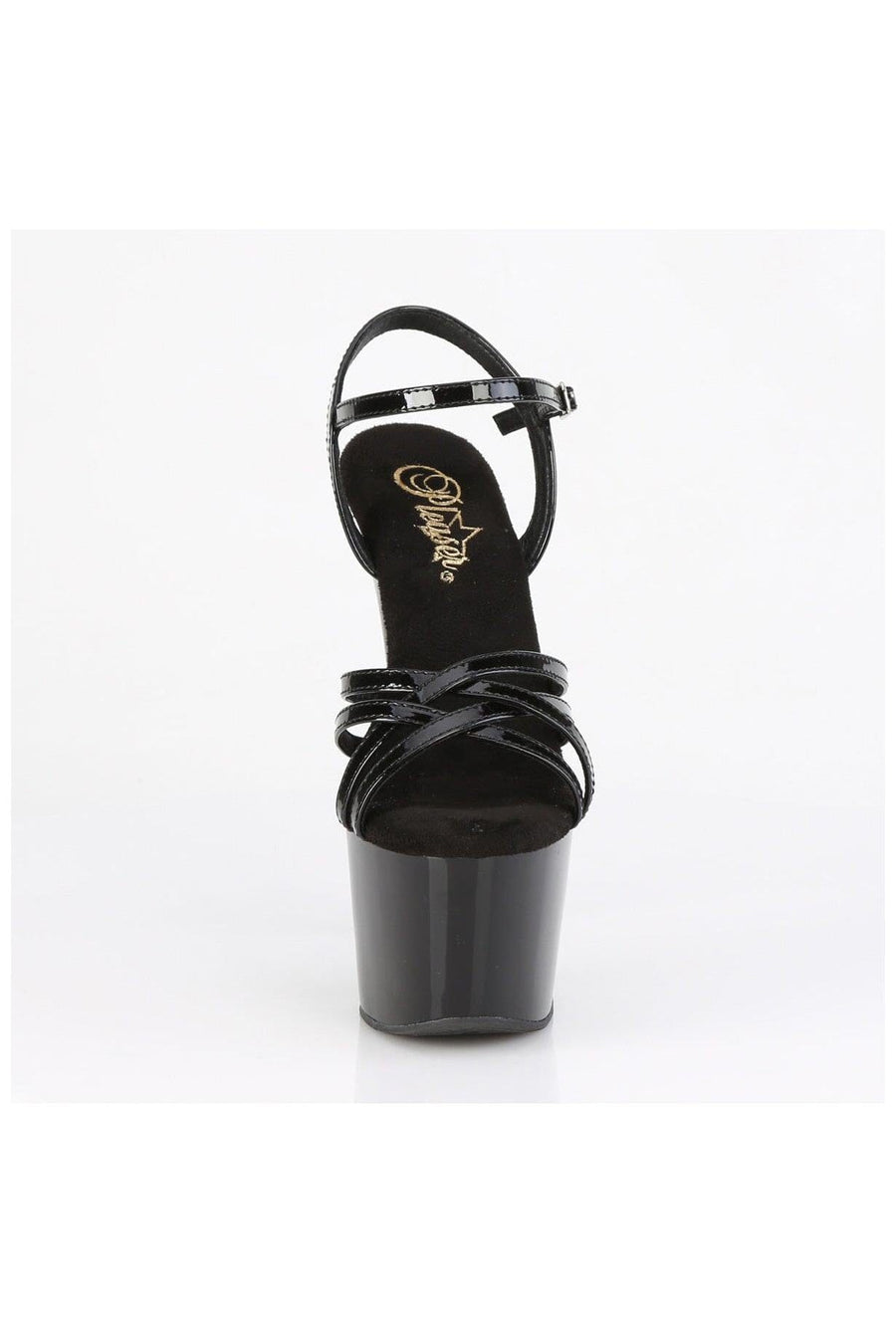 Pleaser  ADORE-717 Sandal in Black Patent