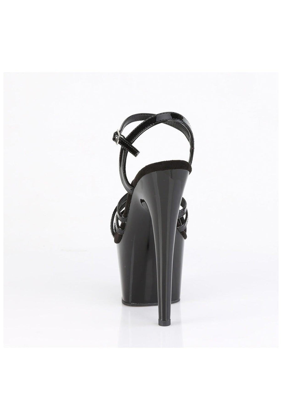 Pleaser  ADORE-717 Sandal in Black Patent