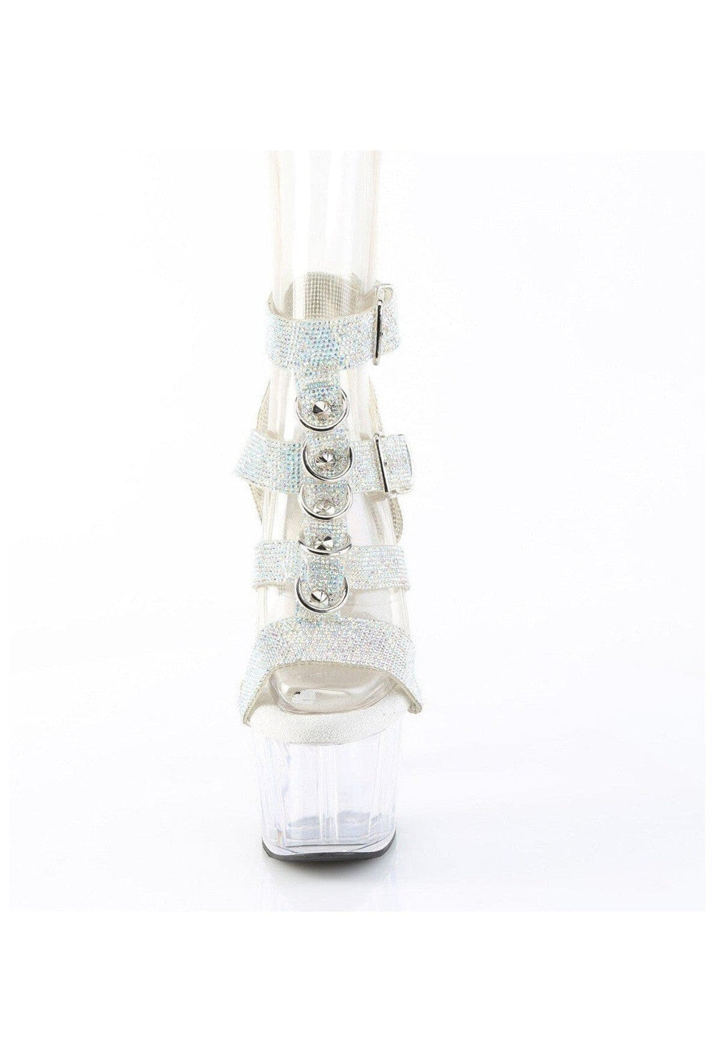 Pleaser  ADORE-756RS Sandal in Silver Faux Leather