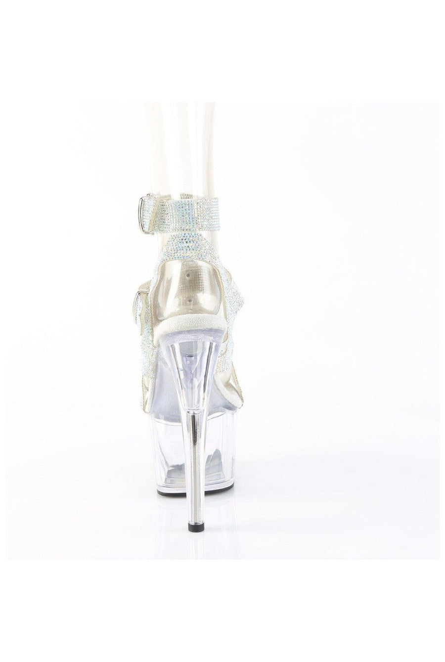 Pleaser  ADORE-756RS Sandal in Silver Faux Leather
