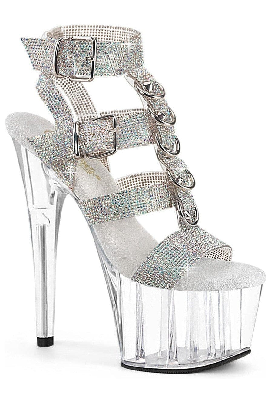 Pleaser  ADORE-756RS Sandal in Silver Faux Leather from SexyShoes.com