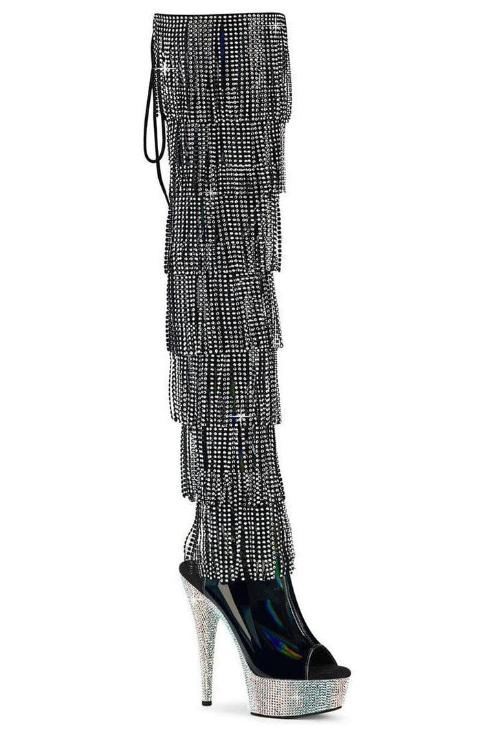 Pleaser Black Thigh Boots Platform Stripper Shoes | Buy at Sexyshoes.com
