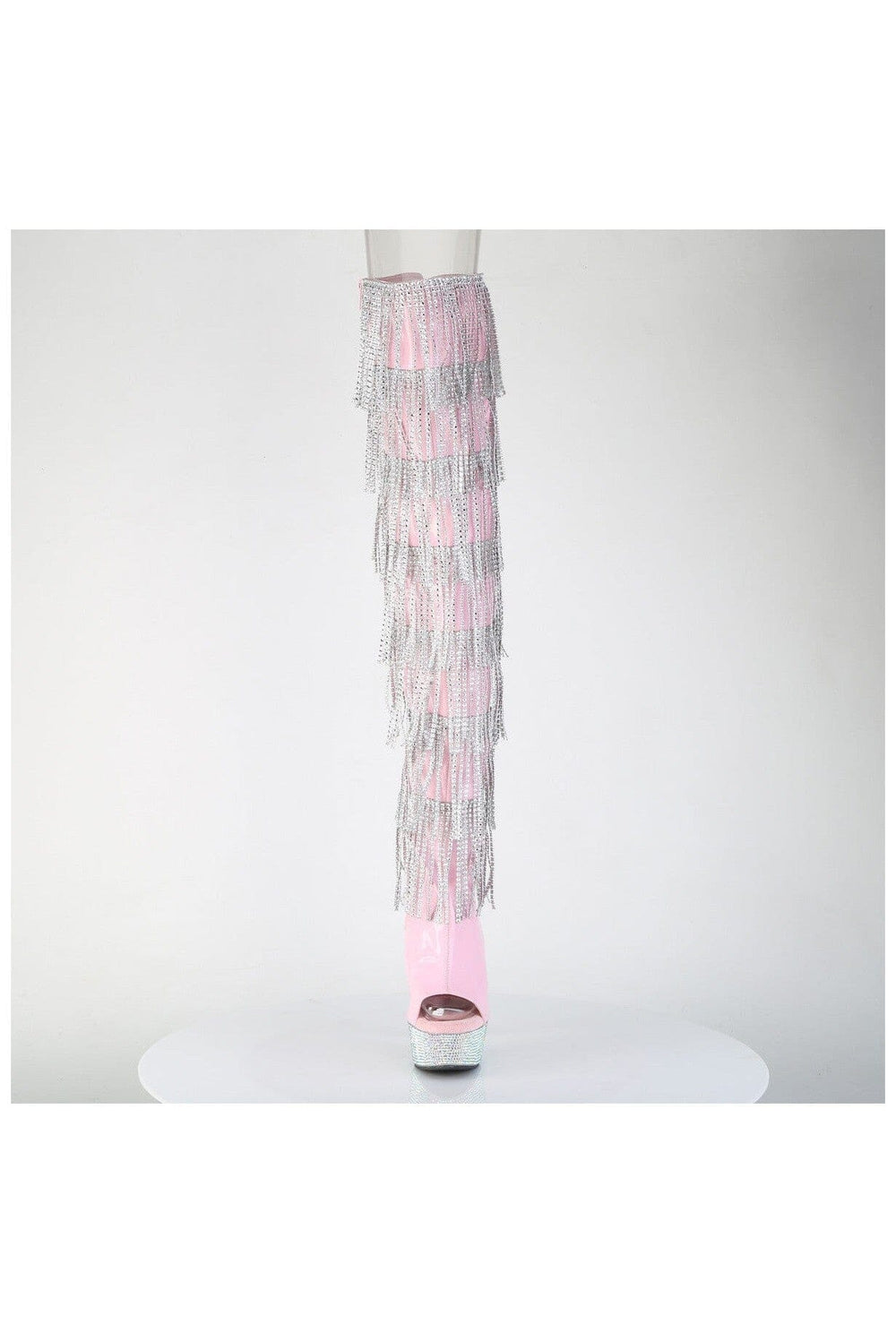 Pleaser  BEJEWELED-3017HG-RSF Thigh Boot in Pink Patent