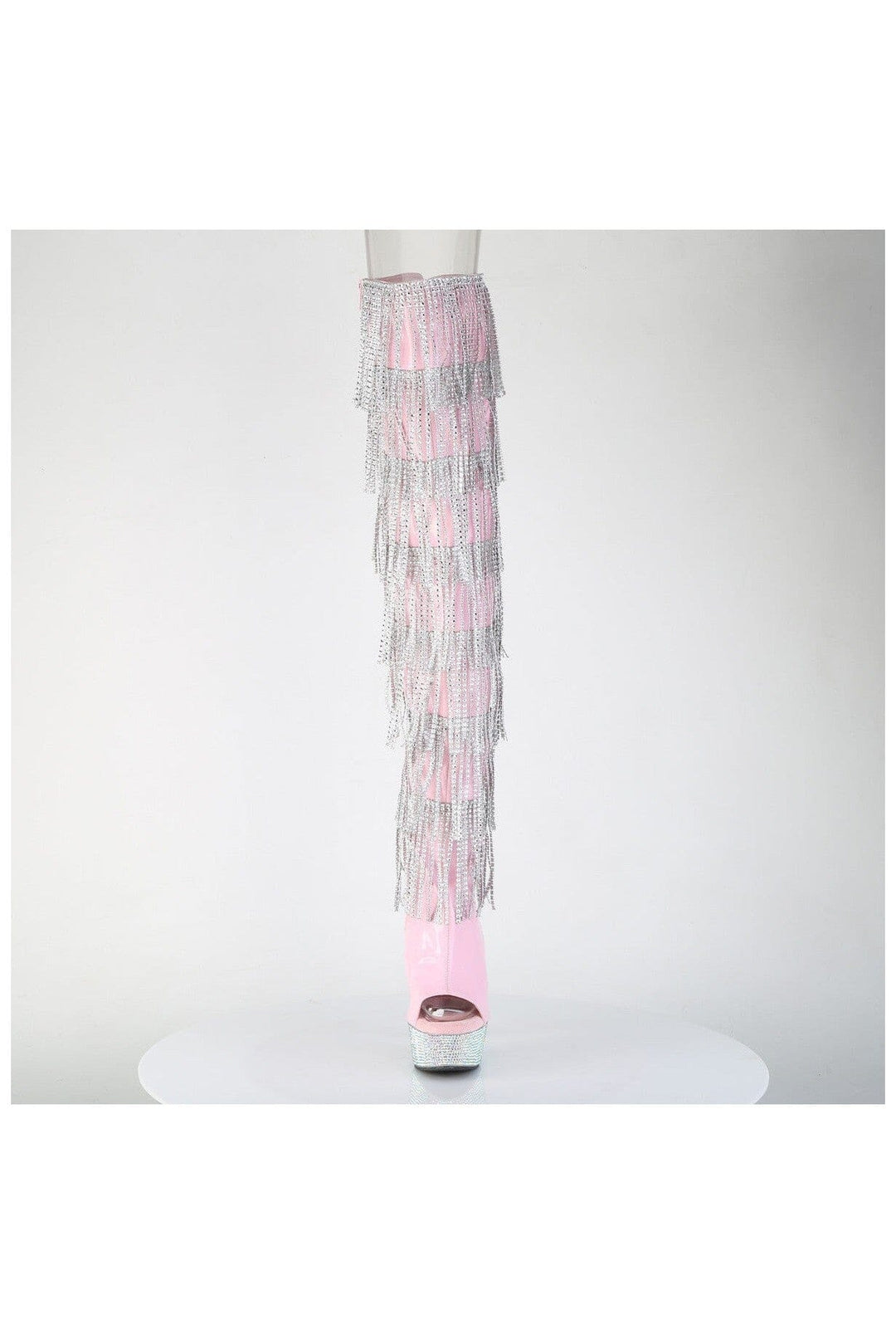 Pleaser  BEJEWELED-3017HG-RSF Thigh Boot in Pink Patent