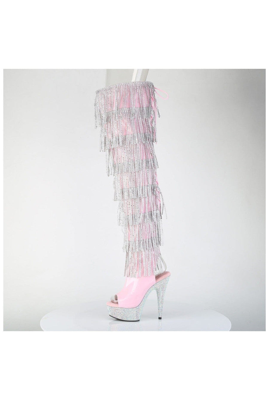 Pleaser  BEJEWELED-3017HG-RSF Thigh Boot in Pink Patent