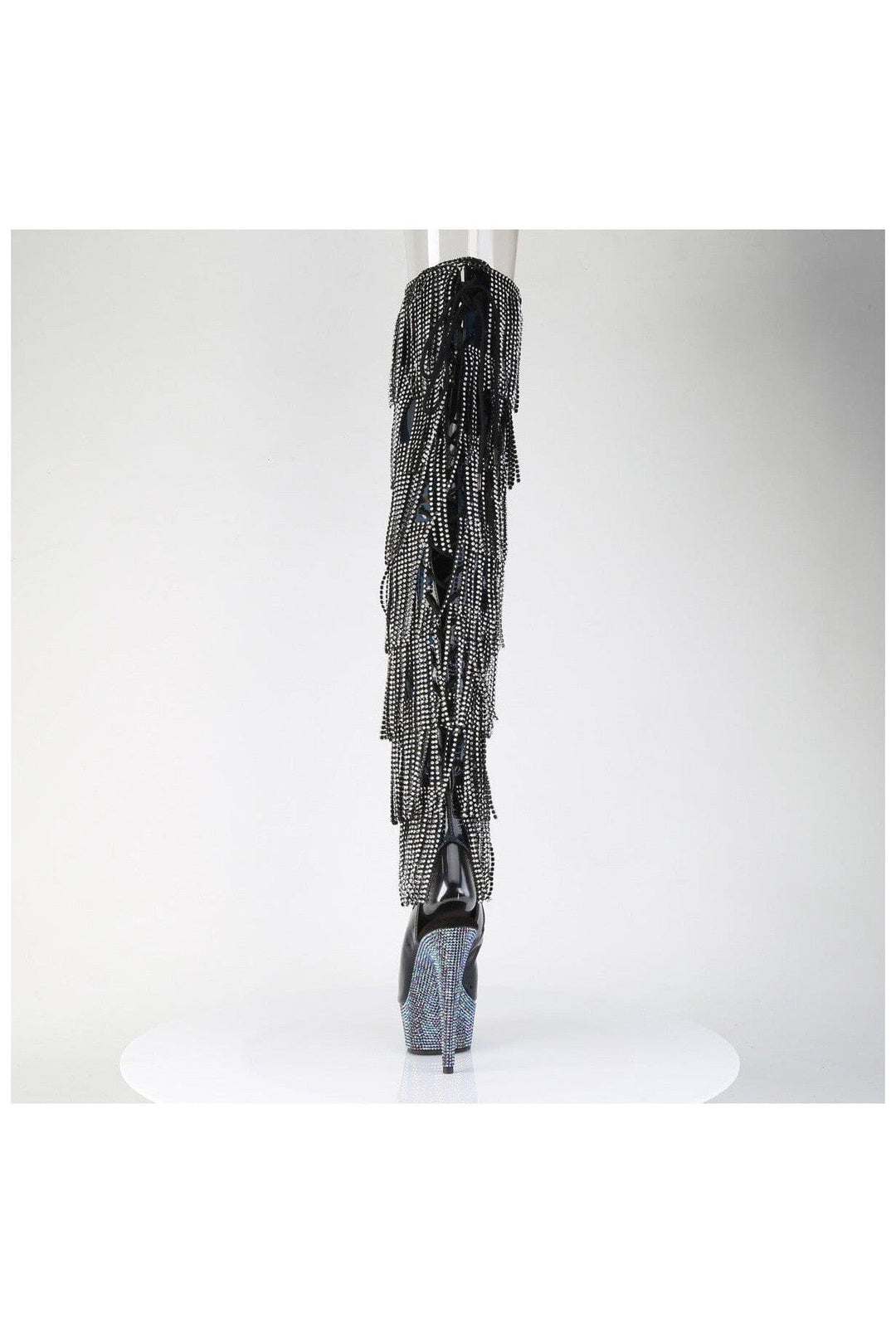 Pleaser  BEJEWELED-3017HG-RSF Thigh Boot in Black Patent