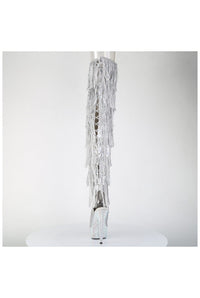 Pleaser  BEJEWELED-3017HG-RSF Thigh Boot in Silver Patent