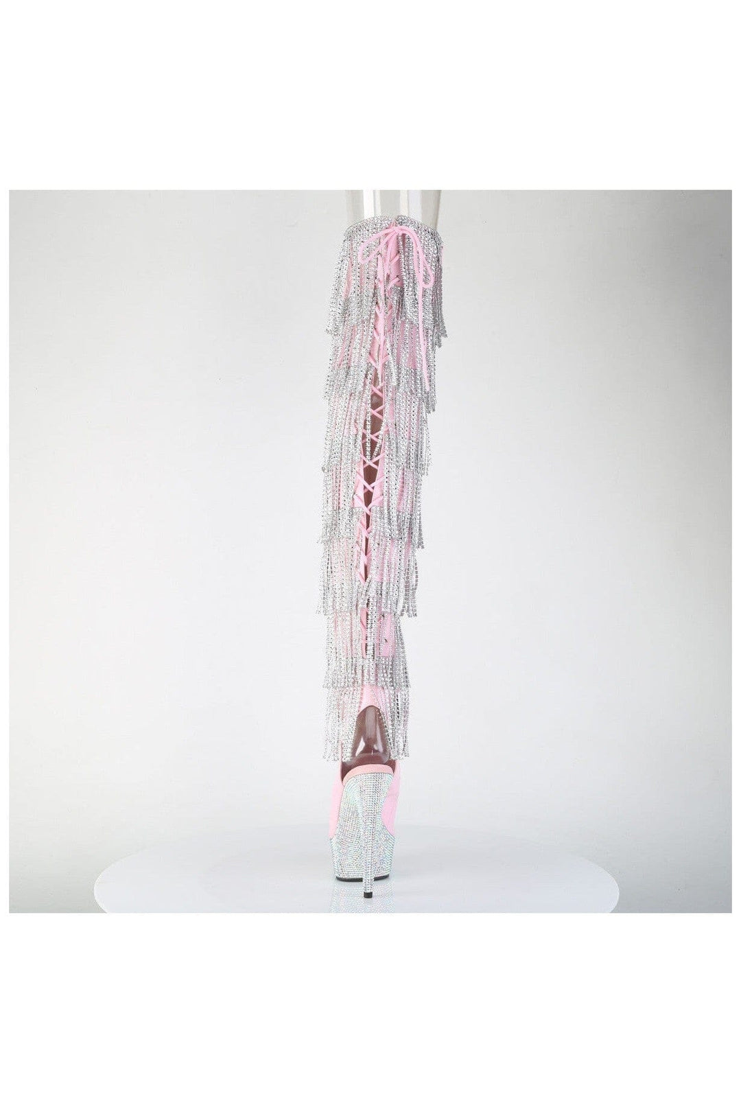 Pleaser  BEJEWELED-3017HG-RSF Thigh Boot in Pink Patent