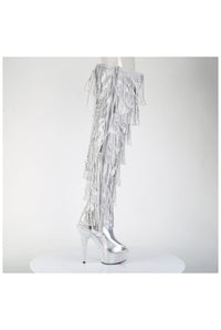 Pleaser  BEJEWELED-3017HG-RSF Thigh Boot in Silver Patent