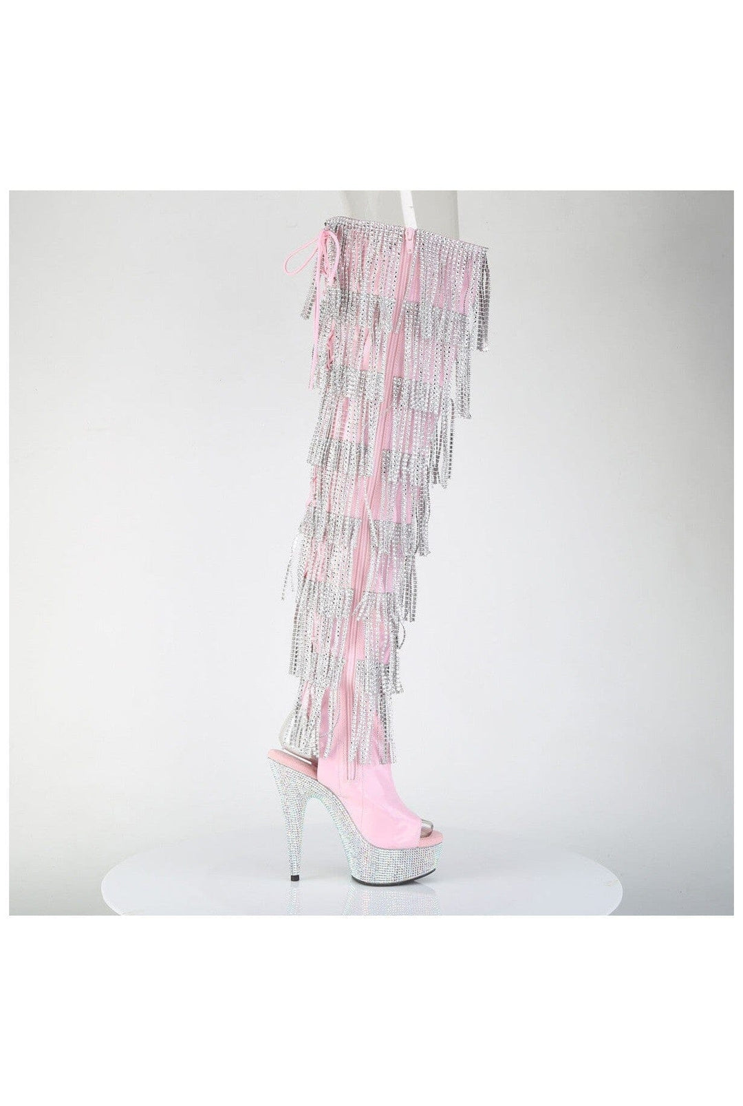 Pleaser  BEJEWELED-3017HG-RSF Thigh Boot in Pink Patent