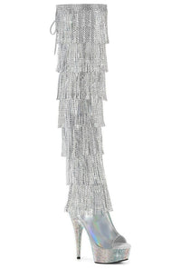 Pleaser  BEJEWELED-3017HG-RSF Thigh Boot in Silver Patent from SexyShoes.com