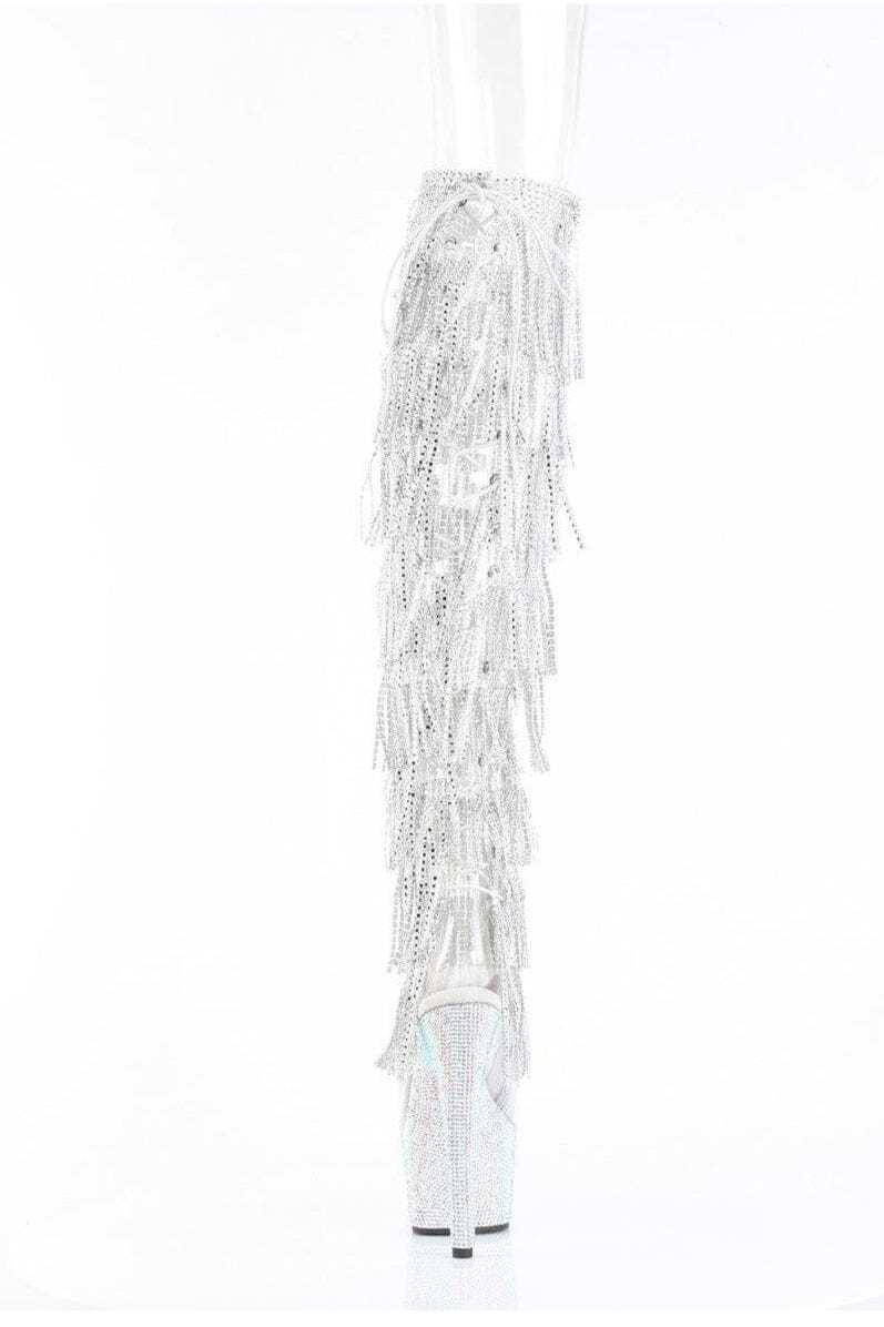 Pleaser  BEJEWELED-3019C-RSF Thigh Boot in Clear Vinyl
