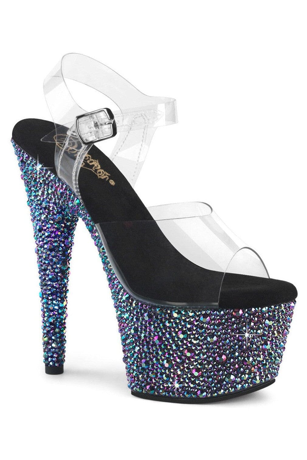 Pleaser  BEJEWELED-708MS Sandal in Clear Vinyl from SexyShoes.com