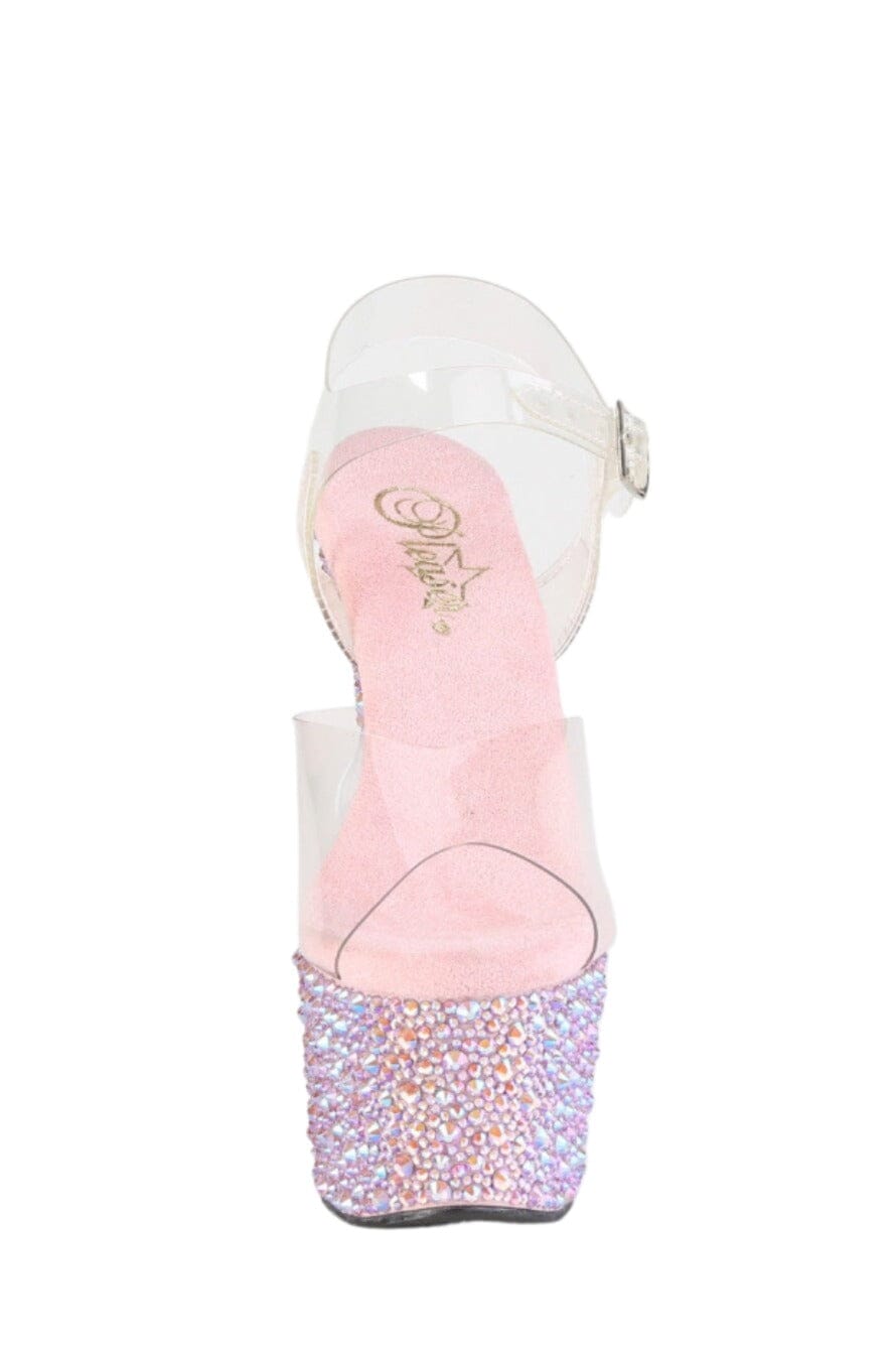 Pleaser  BEJEWELED-708MS Sandal in Clear Vinyl