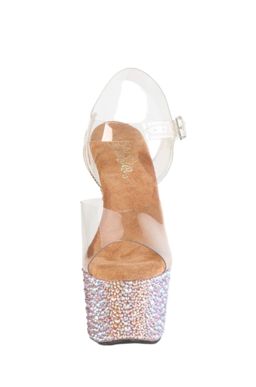 Pleaser  BEJEWELED-708MS Sandal in Clear Vinyl